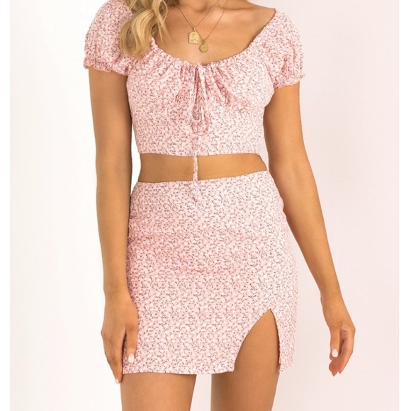 sundae muse Dresses & Skirts - Pink floral top & mini skirt set 🌸
